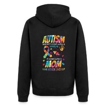 Autismus Kommt Nicht Mit Einer Anleitung - Unisex Premium Bio Zip Hoodie - Schwarz - Hinten - Nico (187cm)