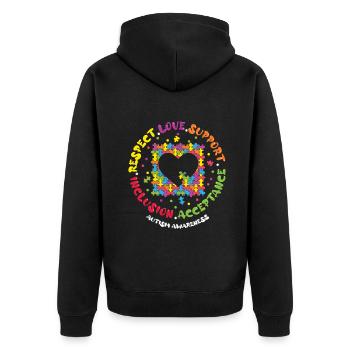 Autismus Respekt Liebe Unterstützung Inklusion - Unisex Premium Bio Zip Hoodie - Schwarz - Hinten - Nico (187cm)