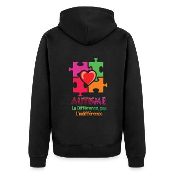 Autisme Cœur Puzzle La Différence - Veste à capuche bio Premium Unisexe - noir - Dos - Nico (187cm)