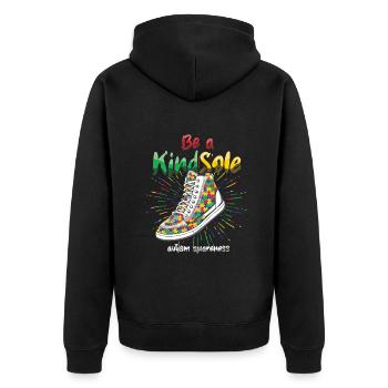 Sei Eine Freundliche Seele Autismus Bewusstsein - Unisex Premium Bio Zip Hoodie - Schwarz - Hinten - Nico (187cm)