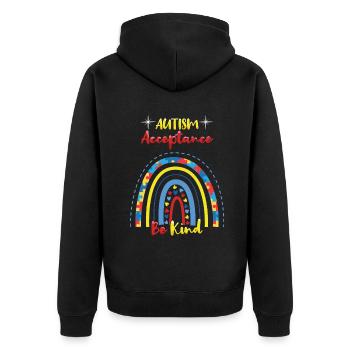 Autismus Akzeptanz Sei Freundlich Regenbogen - Unisex Premium Bio Zip Hoodie - Schwarz - Hinten - Nico (187cm)