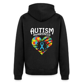 Autismus Bewusstsein Herz Puzzle - Unisex Premium Bio Zip Hoodie - Schwarz - Hinten - Nico (187cm)