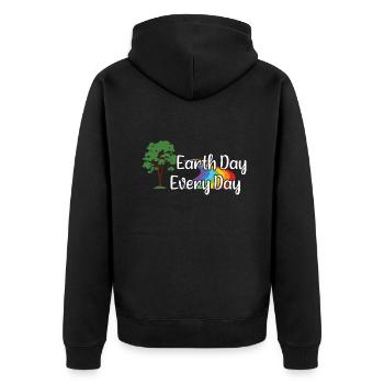 Earth Day Jeden Tag Bäume Regenbogen - Unisex Premium Bio Zip Hoodie - Schwarz - Hinten - Nico (187cm)