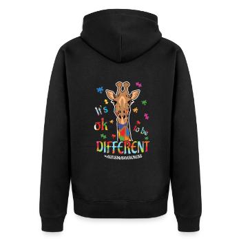 Autismus Bewusstsein: It's Ok To Be Different - Unisex Premium Bio Zip Hoodie - Schwarz - Hinten - Nico (187cm)