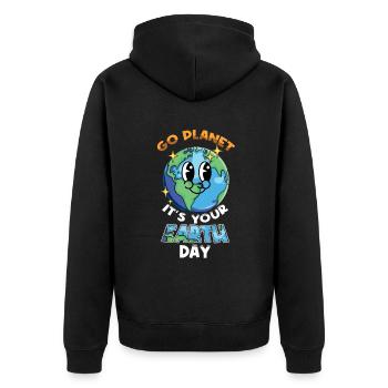 Go Planet It's Your Earth Day - Unisex Premium Organic Zip Hoodie - black - Back - Nico (187cm)