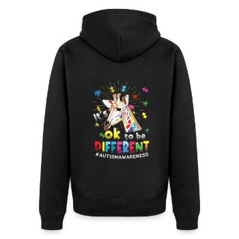 Autism: It's Ok To Be Different - Unisex Premium Organic Zip Hoodie - black - Back - Nico (187cm)