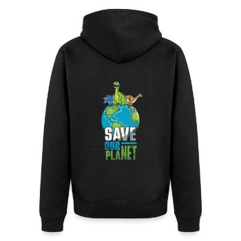 Save Our Planet Earth Protect Day - Unisex Premium Organic Zip Hoodie - black - Back - Nico (187cm)
