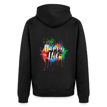 Joyeux festival Holi coloré - Veste à capuche bio Premium Unisexe - noir - Dos - Nico (187cm)