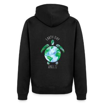 Earth Day Turtle April 22 Earth Motif - Unisex Premium Organic Zip Hoodie - black - Back - Nico (187cm)