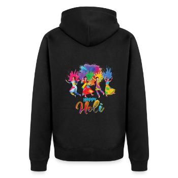 Happy Holi Festival, Colorful Fun - Veste à capuche bio Premium Unisexe - noir - Dos - Nico (187cm)