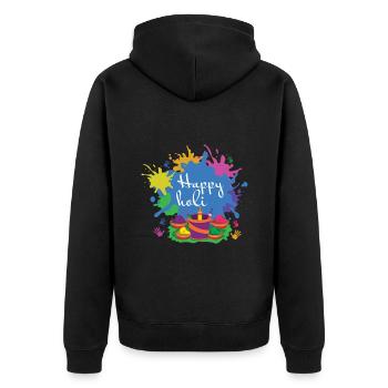 Happy Holi Farbenfrohes Holi Festival Freude - Unisex Premium Bio Zip Hoodie - Schwarz - Hinten - Nico (187cm)