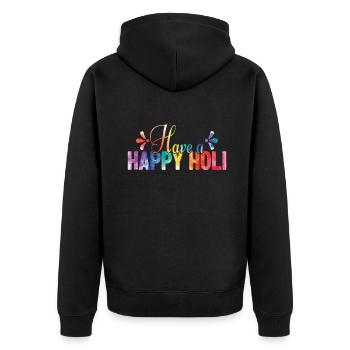 Holi Festival - Have A Happy Holi - Unisex Premium Organic Zip Hoodie - black - Back - Nico (187cm)