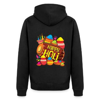 Happy Holi Festival Colorful Spectacle - Unisex Premium Organic Zip Hoodie - black - Back - Nico (187cm)