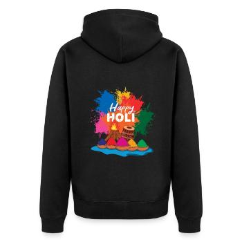 Holi Festival Happy Holi Colorful Festival - Unisex Premium Organic Zip Hoodie - black - Back - Nico (187cm)