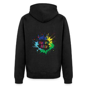 Fröhliches Holi Festival Farbenfrohes Design - Unisex Premium Bio Zip Hoodie - Schwarz - Hinten - Nico (187cm)