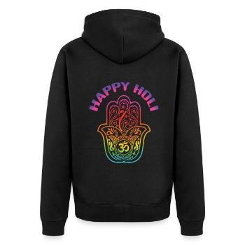 Holi Festival Happy Holi Hand Motif - Unisex Premium Organic Zip Hoodie - black - Back - Nico (187cm)