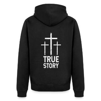 Histoire vraie de Pâques Trois Croix Design - Veste à capuche bio Premium Unisexe - noir - Dos - Nico (187cm)