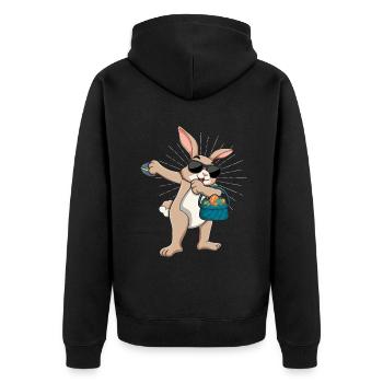Cooler Osterhase Mit Sonnenbrille - Unisex Premium Bio Zip Hoodie - Schwarz - Hinten - Nico (187cm)