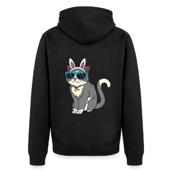 Chat cool avec des oreilles de lapin de Pâques - Veste à capuche bio Premium Unisexe - noir - Dos - Nico (187cm)