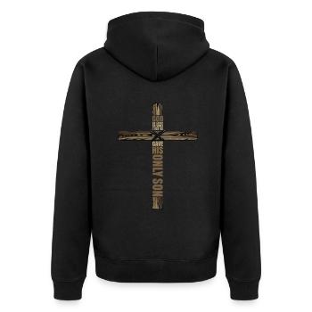 Ostern Gott Liebte Die Welt Kreuz - Unisex Premium Bio Zip Hoodie - Schwarz - Hinten - Nico (187cm)