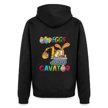 Ostern Eggscavator Bagger Spaß - Unisex Premium Bio Zip Hoodie - Schwarz - Hinten - Nico (187cm)