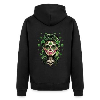 Jour de la Saint Patrick Crâne Femmes Masque - Veste à capuche bio Premium Unisexe - noir - Dos - Nico (187cm)