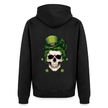 Crâne avec chapeau vert pour la Saint-Patrick - Veste à capuche bio Premium Unisexe - noir - Dos - Nico (187cm)