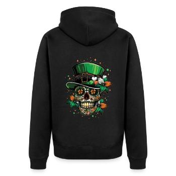 Crâne irlandais avec trèfle pour la Saint-Patrick - Veste à capuche bio Premium Unisexe - noir - Dos - Nico (187cm)