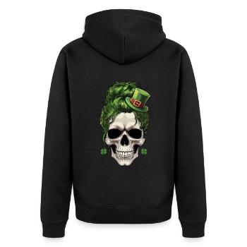 crâne de la Saint-Patrick avec des cheveux verts et - Veste à capuche bio Premium Unisexe - noir - Dos - Nico (187cm)