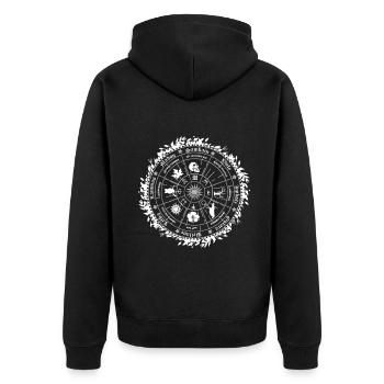 Ostara Wheel of Seasons Magic Symbols - Unisex Premium Organic Zip Hoodie - black - Back - Nico (187cm)