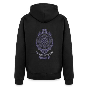 Ostara bénie soit la roue de l’année - Veste à capuche bio Premium Unisexe - noir - Dos - Nico (187cm)