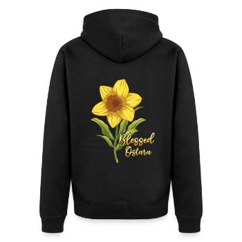 Gesegnete Ostara Narzisse Frühling Blumenpracht - Unisex Premium Bio Zip Hoodie - Schwarz - Hinten - Nico (187cm)
