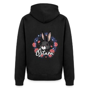 Ostara Bunny with Flower Wreath Magical Spring - Unisex Premium Organic Zip Hoodie - black - Back - Nico (187cm)