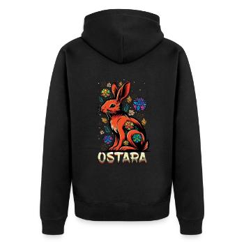 Ostara bunny with flowers for spring festival - Unisex Premium Organic Zip Hoodie - black - Back - Nico (187cm)