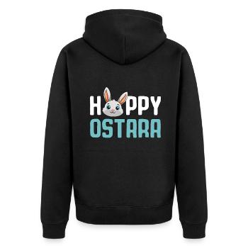 Cheerful Ostara Rabbit Motif - Unisex Premium Organic Zip Hoodie - black - Back - Nico (187cm)