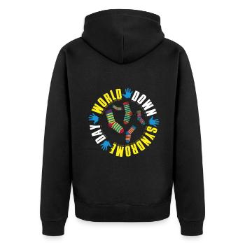 World Down Syndrome Day Colorful Socks - Unisex Premium Organic Zip Hoodie - black - Back - Nico (187cm)