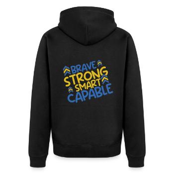 Syndrome de Down : courageux, fort, intelligent, capable - Veste à capuche bio Premium Unisexe - noir - Dos - Nico (187cm)
