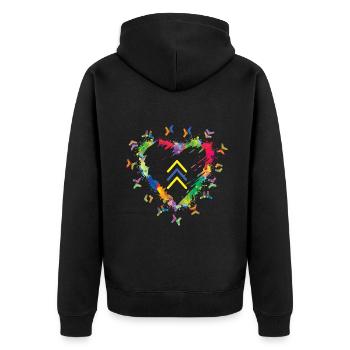 Colorful Socks Heart Down Syndrome Icon - Unisex Premium Organic Zip Hoodie - black - Back - Nico (187cm)