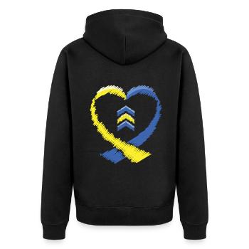 Herz Schleife Down Syndrom Muster - Unisex Premium Bio Zip Hoodie - Schwarz - Hinten - Nico (187cm)