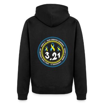 3.21 Journée mondiale de sensibilisation à la trisomie 21 en mars - Veste à capuche bio Premium Unisexe - noir - Dos - Nico (187cm)