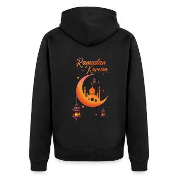Lanternes de la mosquée de l’Aïd Moubarak Ramadan Kareem - Veste à capuche bio Premium Unisexe - noir - Dos - Nico (187cm)