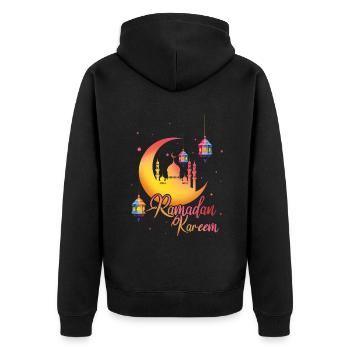Ramadan Kareem Eid Mubarak Solennelle Clair de lune - Veste à capuche bio Premium Unisexe - noir - Dos - Nico (187cm)