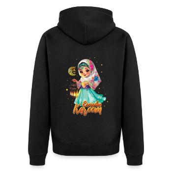 Fille de l’Aïd Moubarak avec la lanterne Ramadan Kareem - Veste à capuche bio Premium Unisexe - noir - Dos - Nico (187cm)