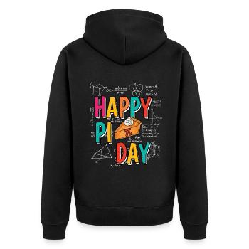 Happy Pi Day Mathematik Feier Spaß - Unisex Premium Bio Zip Hoodie - Schwarz - Hinten - Nico (187cm)
