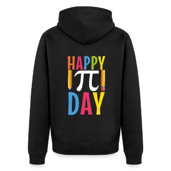 Feiere Happy Pi Day Mit Stil Und Spaß - Unisex Premium Bio Zip Hoodie - Schwarz - Hinten - Nico (187cm)