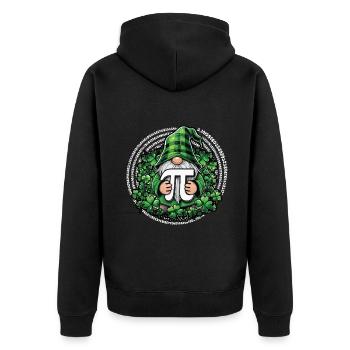Pi Tag Gnom im Kleeblatt Look - Unisex Premium Bio Zip Hoodie - Schwarz - Hinten - Nico (187cm)