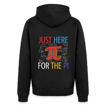 Just here for the Pi Day fun - Unisex Premium Organic Zip Hoodie - black - Back - Nico (187cm)