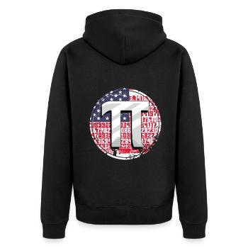 Numéros de balise Pi avec drapeau américain - Veste à capuche bio Premium Unisexe - noir - Dos - Nico (187cm)
