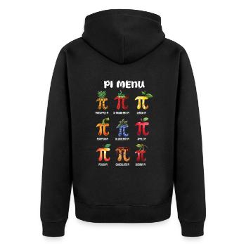 Pi Menü Fruchtige Pi Day Vielfalt - Unisex Premium Bio Zip Hoodie - Schwarz - Hinten - Nico (187cm)