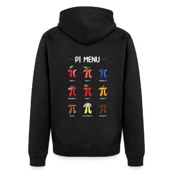 Pi Menü Früchte und Kuchen Pi Day Spaß - Unisex Premium Bio Zip Hoodie - Schwarz - Hinten - Nico (187cm)